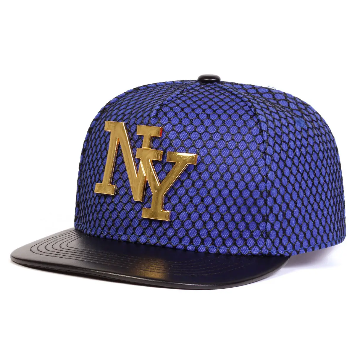 NYC Metal Letter Cap Blue Flat Bristle Men - Image 3
