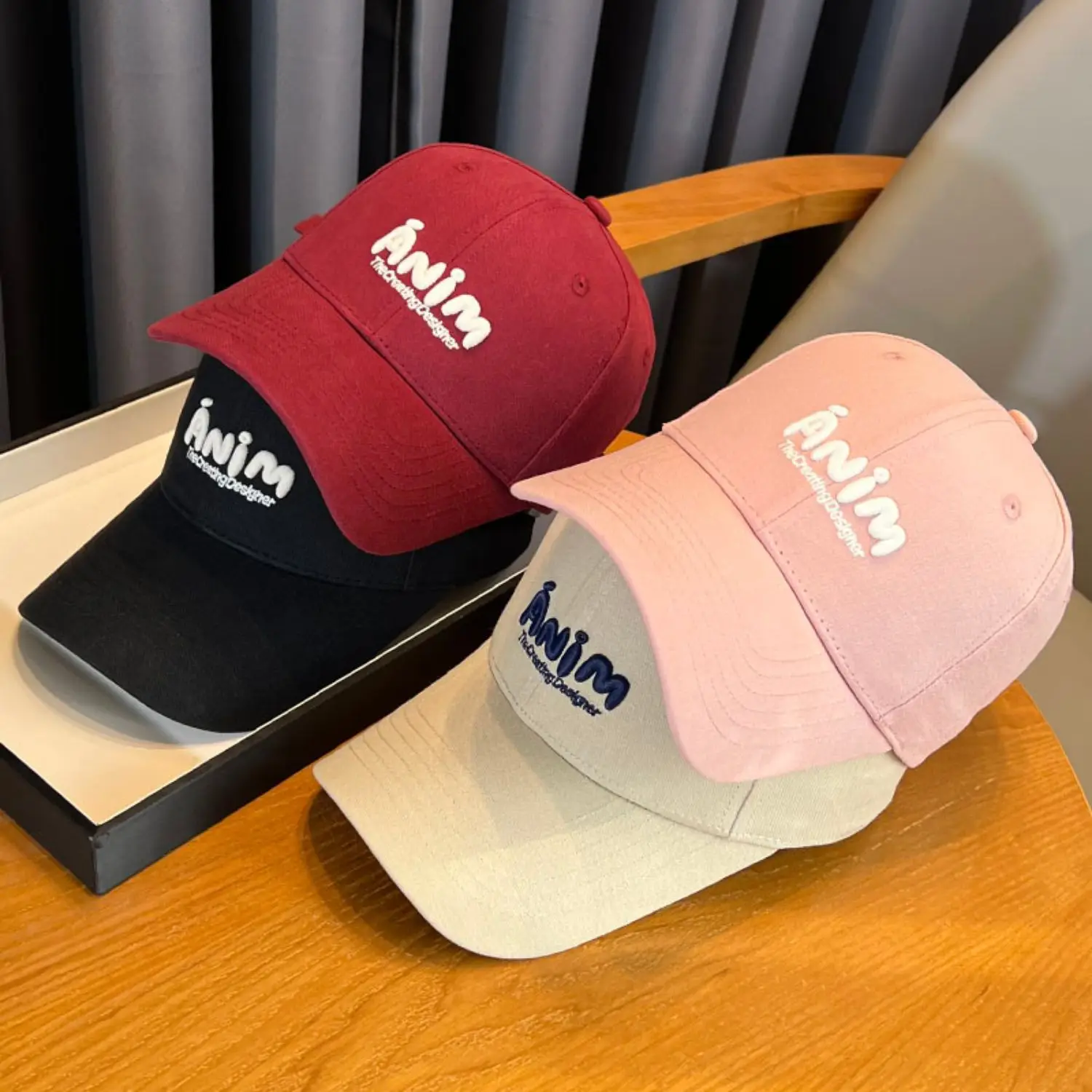 Women's K-Style Beige Baseball Cap with Embroidered Logo - Image 9