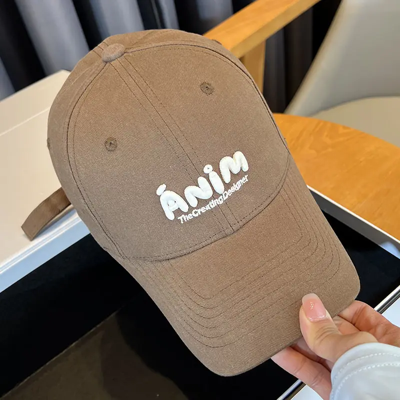 Women's K-Style Beige Baseball Cap with Embroidered Logo - Image 3
