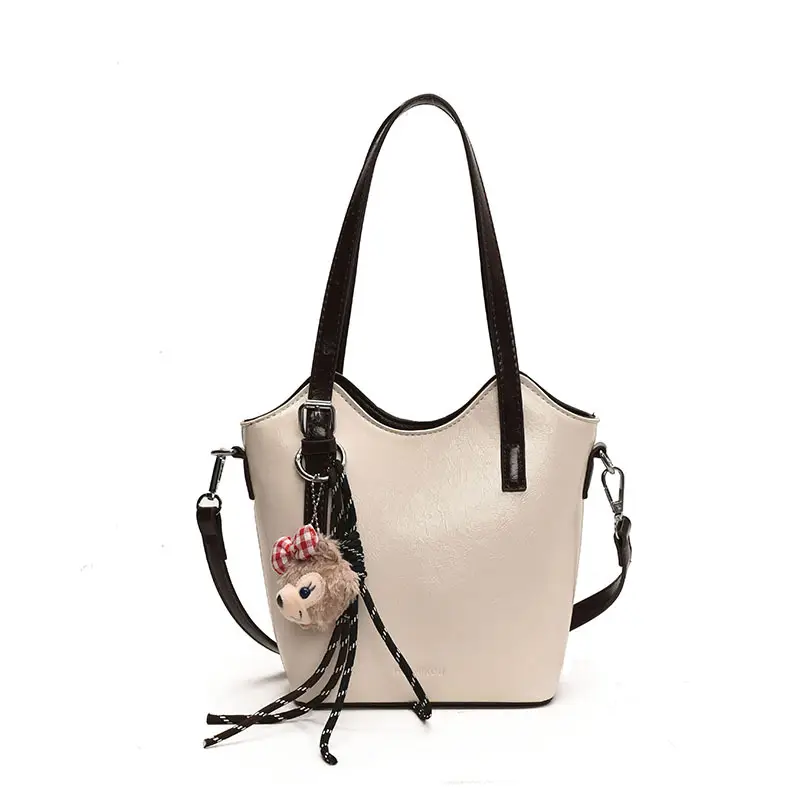 Elegant White Shoulder Bag with Tassel for Women - Image 2