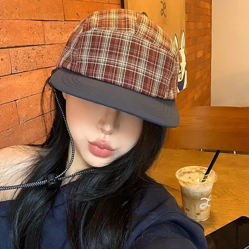 Women Plaid Baseball Cap Spring Summer Outdoor Breathable Soft Top - Image 5
