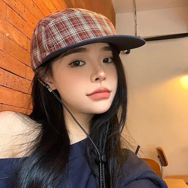 Women Plaid Baseball Cap Spring Summer Outdoor Breathable Soft Top - Image 6