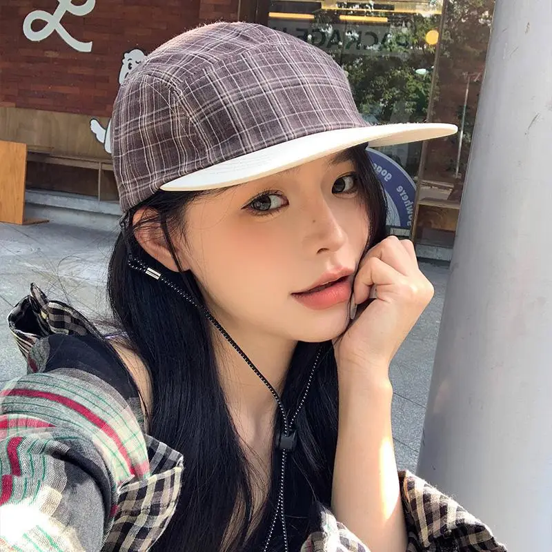 Women Plaid Baseball Cap Spring Summer Outdoor Breathable Soft Top - Image 7