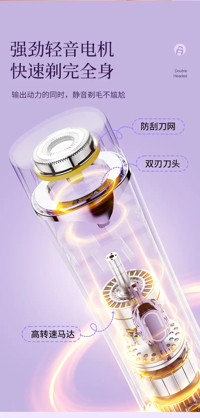 Electric Private Part Shaving Device Purple — feature 12
