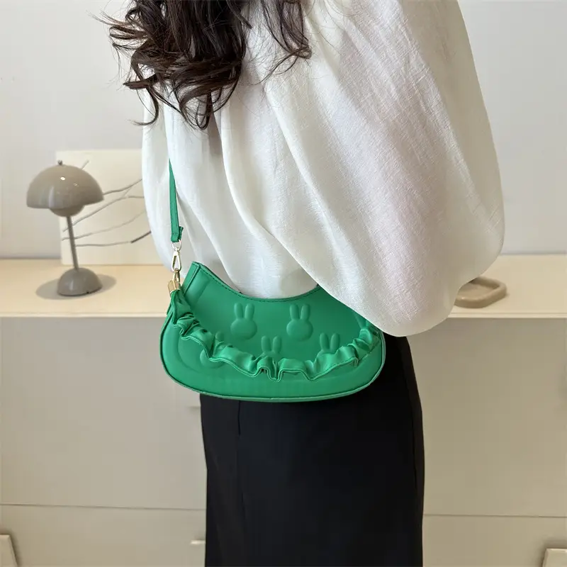 Green Bunny Embroidered Shoulder Bag for Women - Image 6