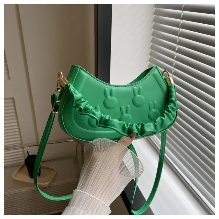 Green Bunny Embroidered Shoulder Bag for Women - Image 3