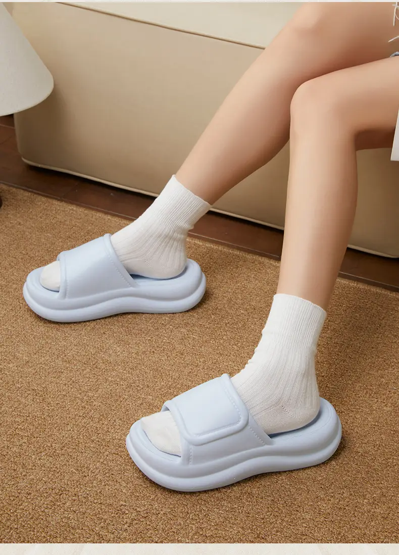 Thick Bottom Slip-on Slippers for Women's Summer Student Dormitory Fashionable Outer Wear Non-slip Simple Solid Color Seaside Beach Sandals — feature 11
