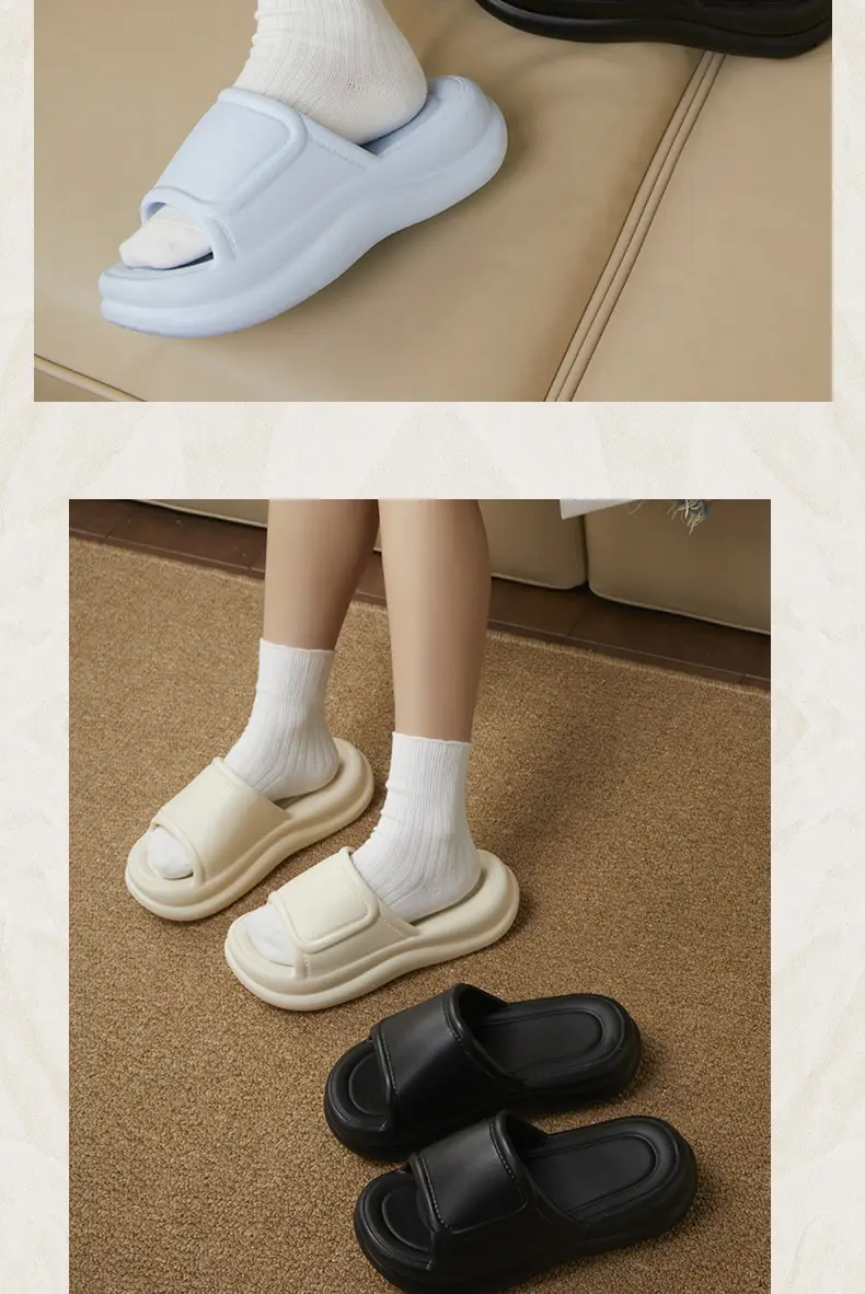 Thick Bottom Slip-on Slippers for Women's Summer Student Dormitory Fashionable Outer Wear Non-slip Simple Solid Color Seaside Beach Sandals — feature 7