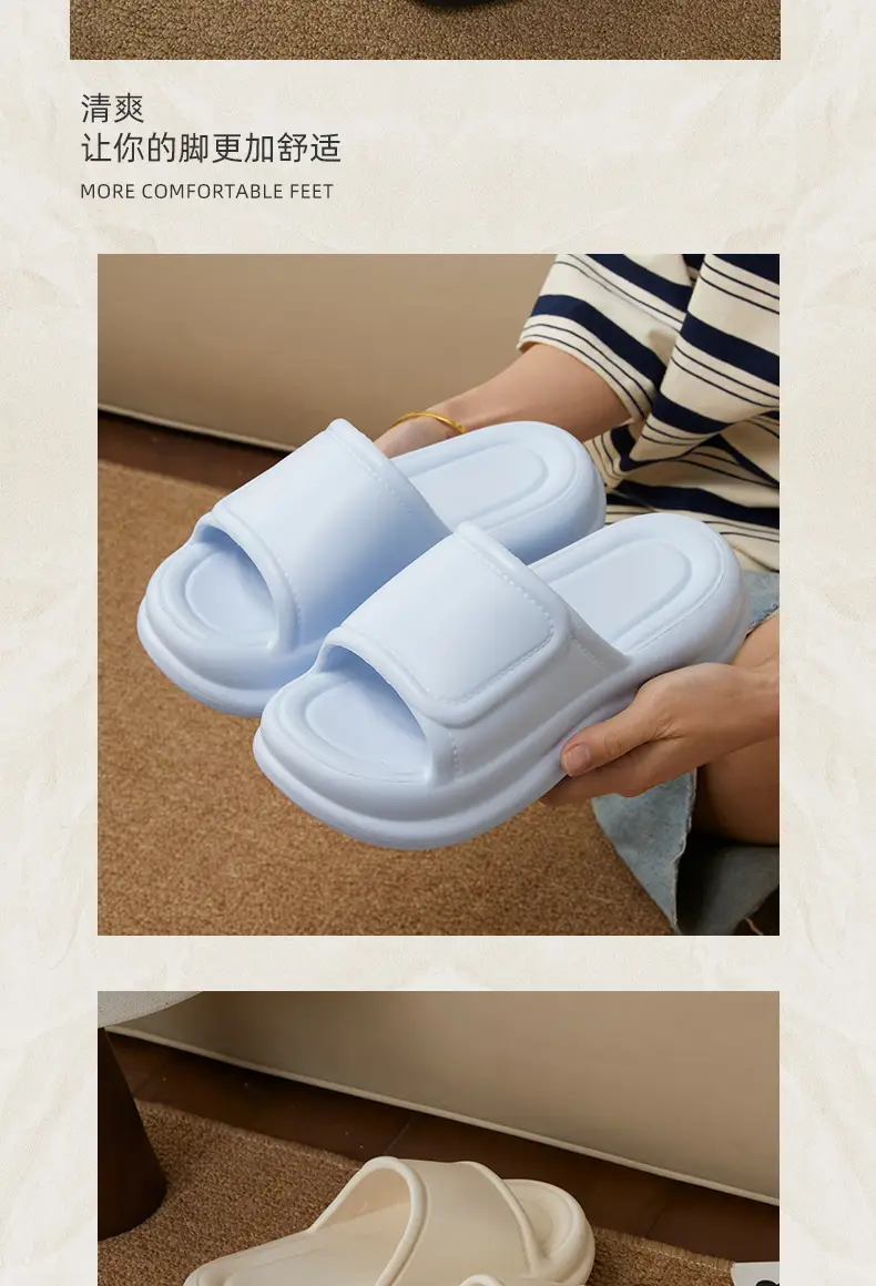 Thick Bottom Slip-on Slippers for Women's Summer Student Dormitory Fashionable Outer Wear Non-slip Simple Solid Color Seaside Beach Sandals — feature 8