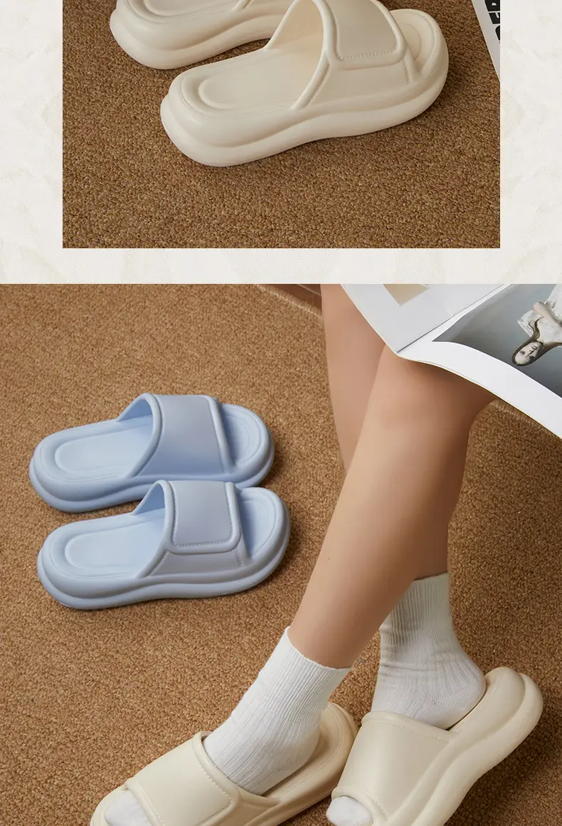 Thick Bottom Slip-on Slippers for Women's Summer Student Dormitory Fashionable Outer Wear Non-slip Simple Solid Color Seaside Beach Sandals — feature 9