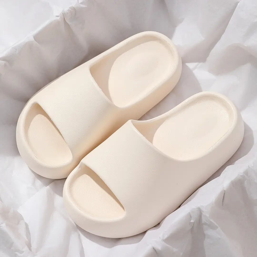 Thick Bottom Slip-on Slippers for Women's Summer Student Dormitory Fashionable Outer Wear Non-slip Simple Solid Color Seaside Beach Sandals - Image 2