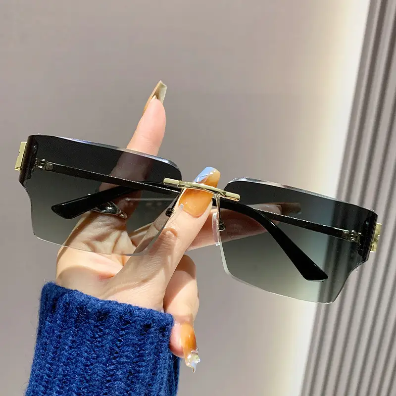 Men Curved Decorative Sunglasses with Metal Frame - Image 10