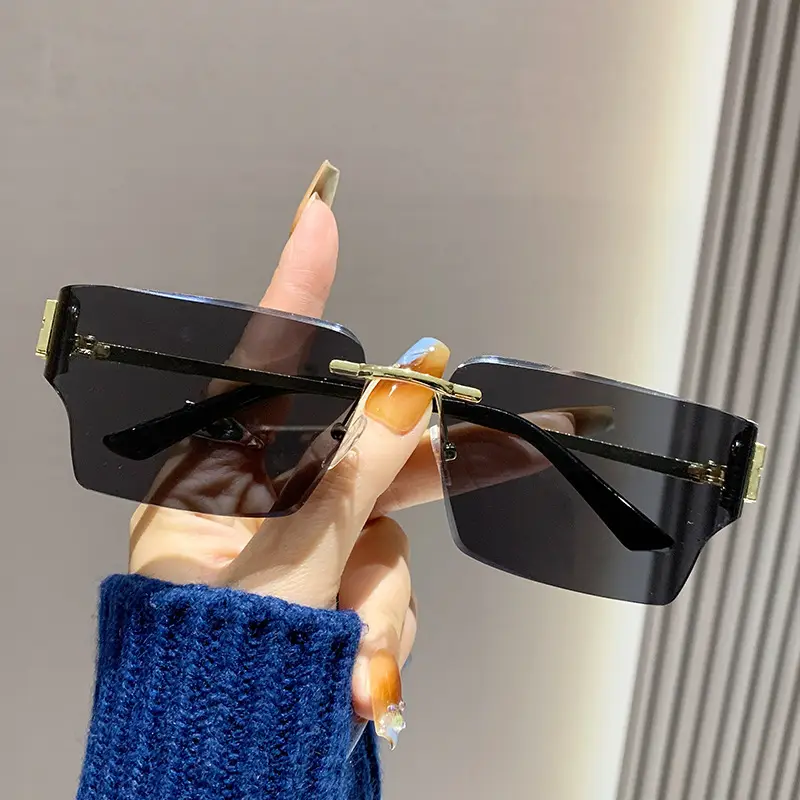 Men Curved Decorative Sunglasses with Metal Frame - Image 5