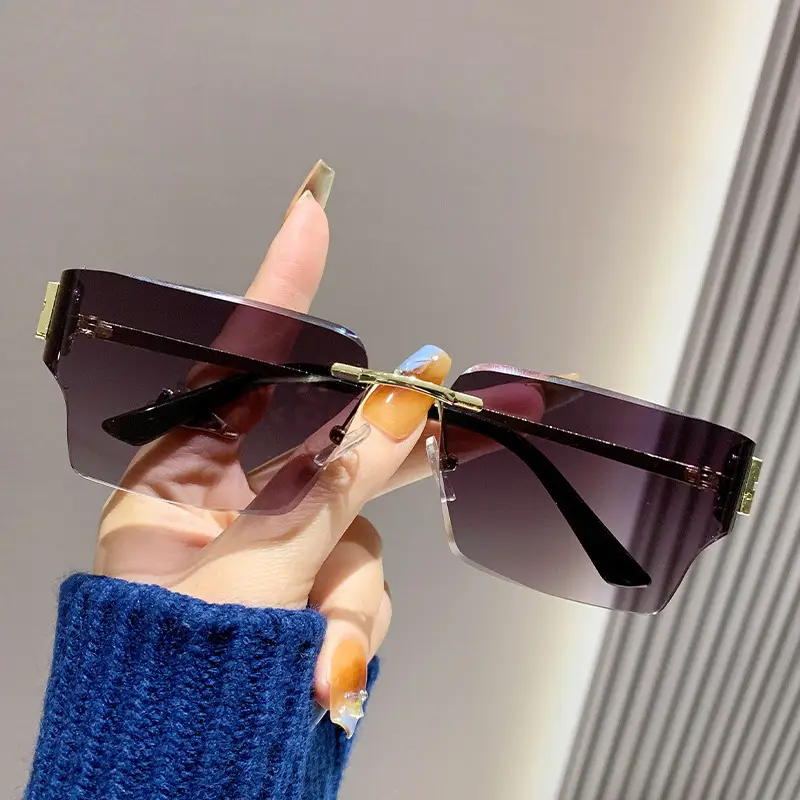 Men Curved Decorative Sunglasses with Metal Frame - Image 6