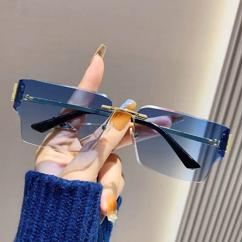 Men Curved Decorative Sunglasses with Metal Frame - Image 7