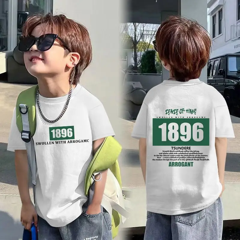 2025 Korean Style Boys T-Shirt White Blue Graphic - Image 25