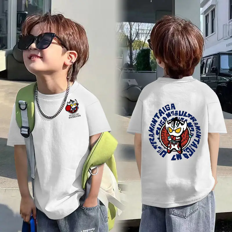 2025 Korean Style Boys T-Shirt White Blue Graphic - Image 9