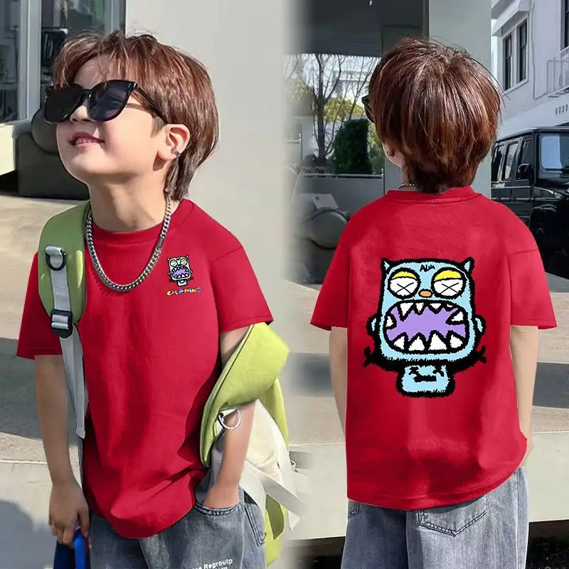 2025 Korean Style Boys T-Shirt White Blue Graphic - Image 22