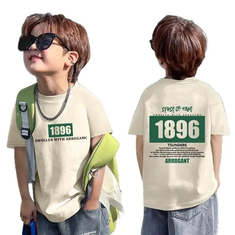 2025 Korean Style Boys T-Shirt White Blue Graphic - Image 33