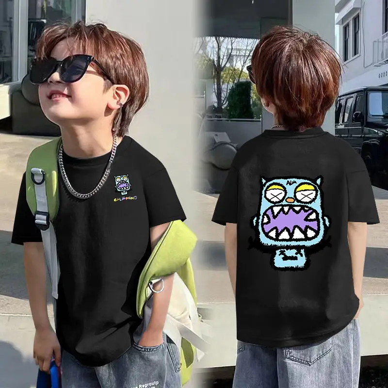 2025 Korean Style Boys T-Shirt White Blue Graphic - Image 18