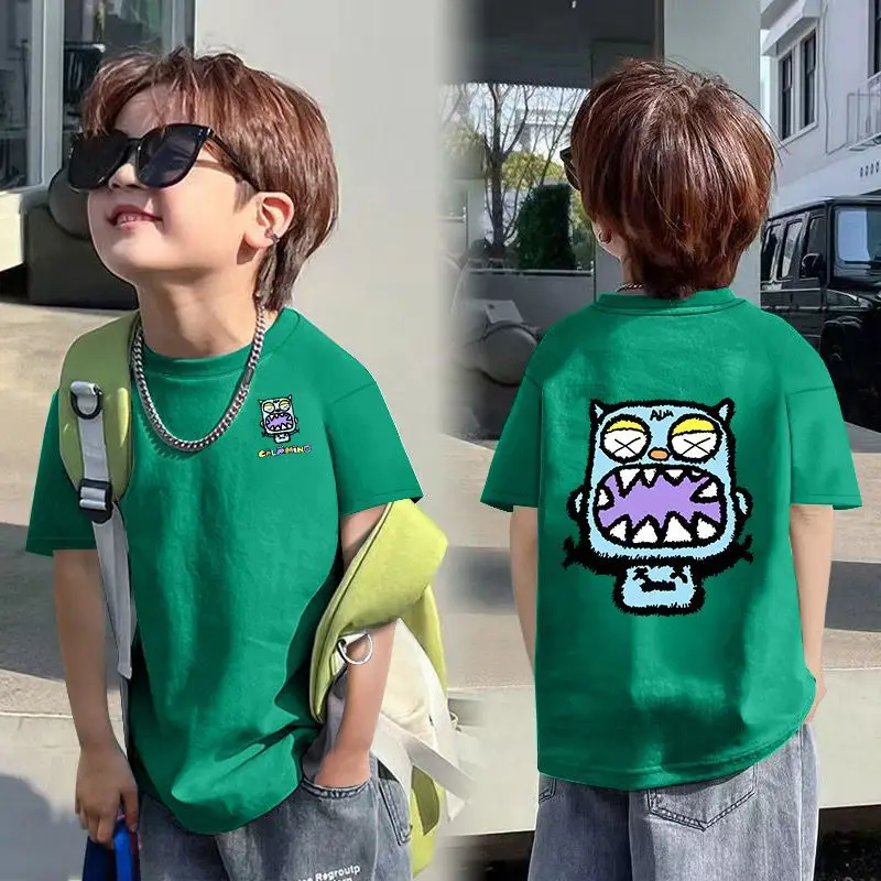 2025 Korean Style Boys T-Shirt White Blue Graphic - Image 20