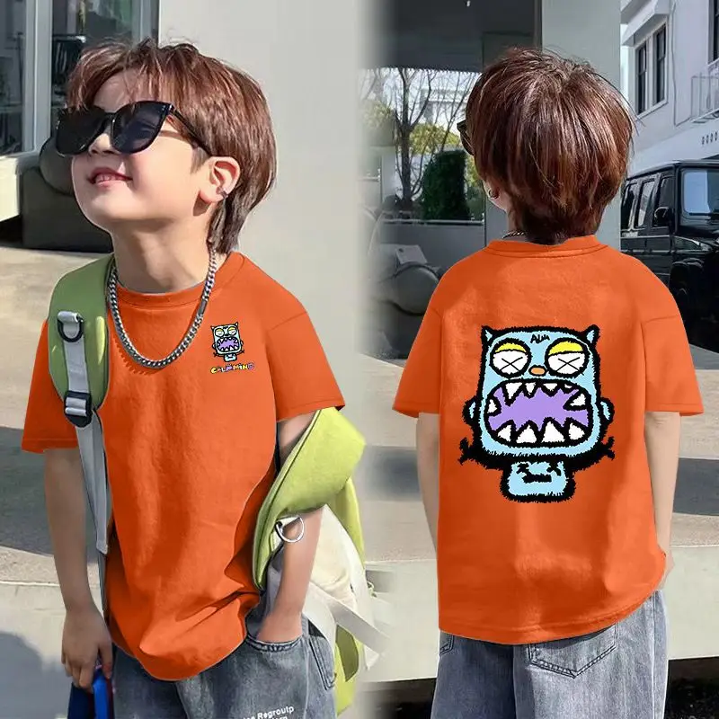2025 Korean Style Boys T-Shirt White Blue Graphic - Image 21