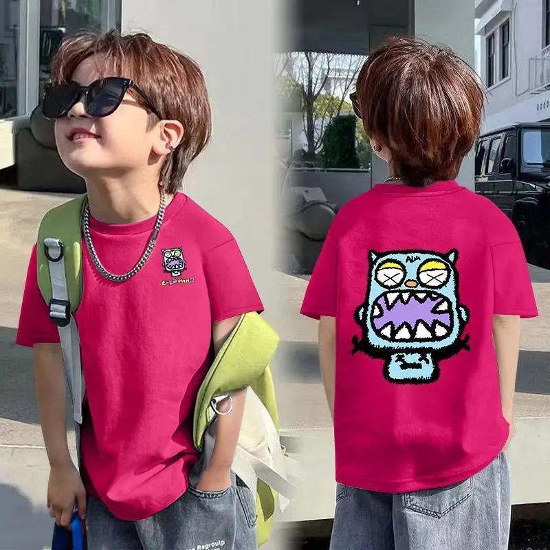 2025 Korean Style Boys T-Shirt White Blue Graphic - Image 23