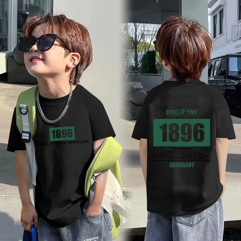 2025 Korean Style Boys T-Shirt White Blue Graphic - Image 26