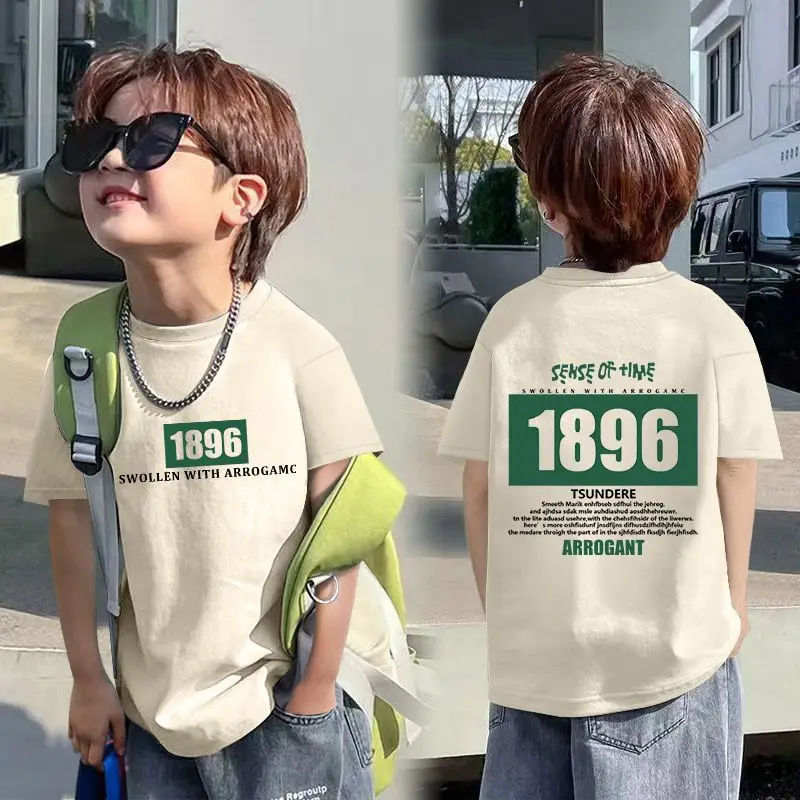 2025 Korean Style Boys T-Shirt White Blue Graphic - Image 27