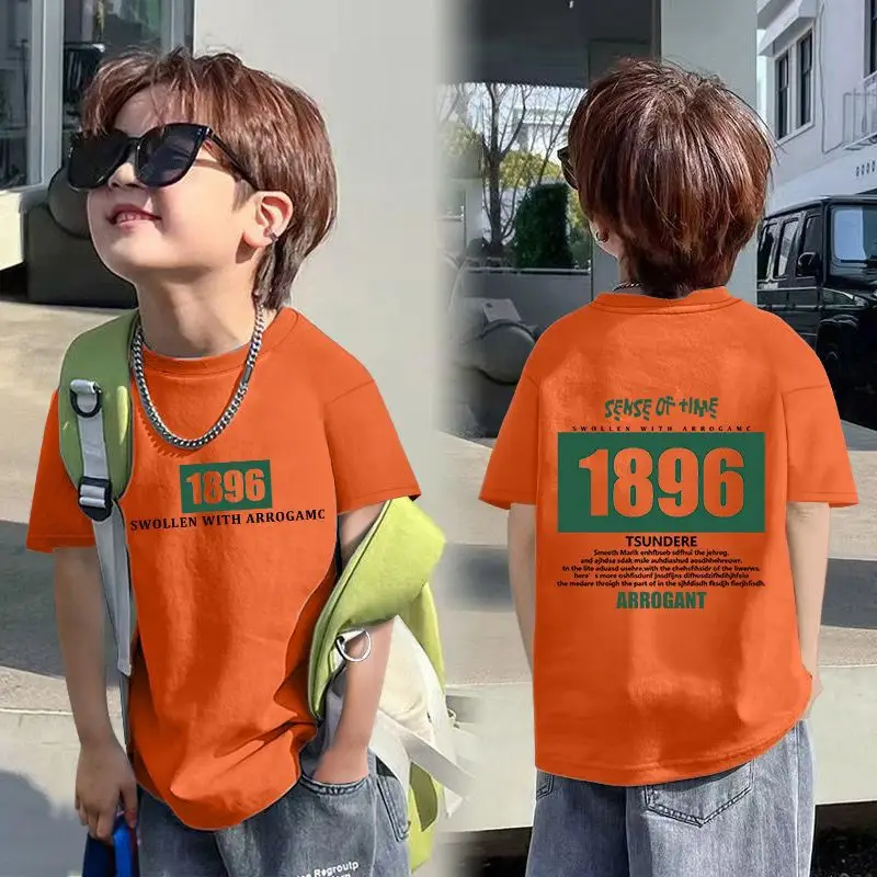 2025 Korean Style Boys T-Shirt White Blue Graphic - Image 29
