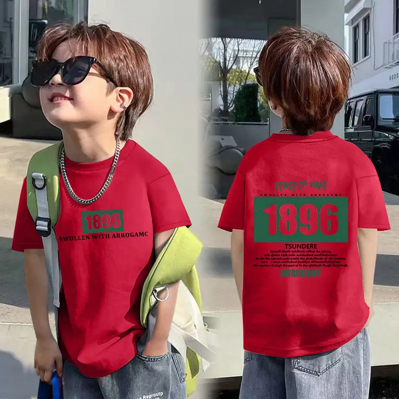 2025 Korean Style Boys T-Shirt White Blue Graphic - Image 30