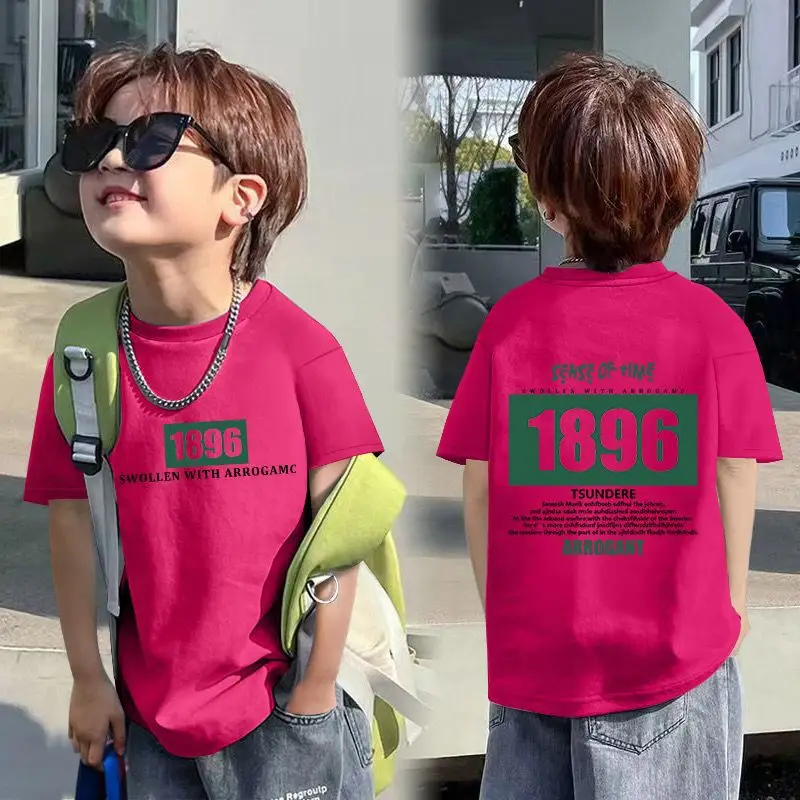 2025 Korean Style Boys T-Shirt White Blue Graphic - Image 31