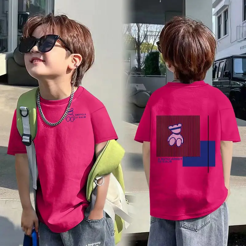 2025 Korean Style Boys T-Shirt White Blue Graphic - Image 7
