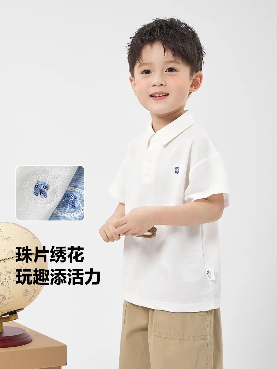 Boys' Antibacterial Polo Shirt Short Sleeve Summer Wear - Image 8