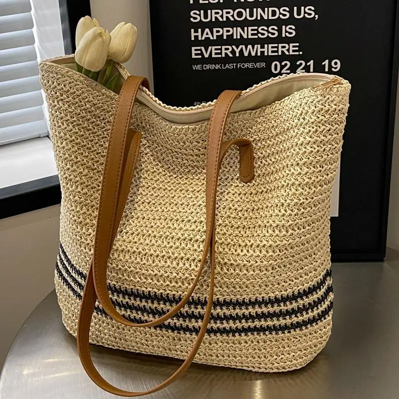 2025 Spring Straw Shoulder Bag Large Capacity Casual Fashion - Image 4