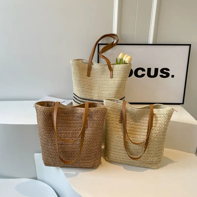 2025 Spring Straw Shoulder Bag Large Capacity Casual Fashion - Image 7