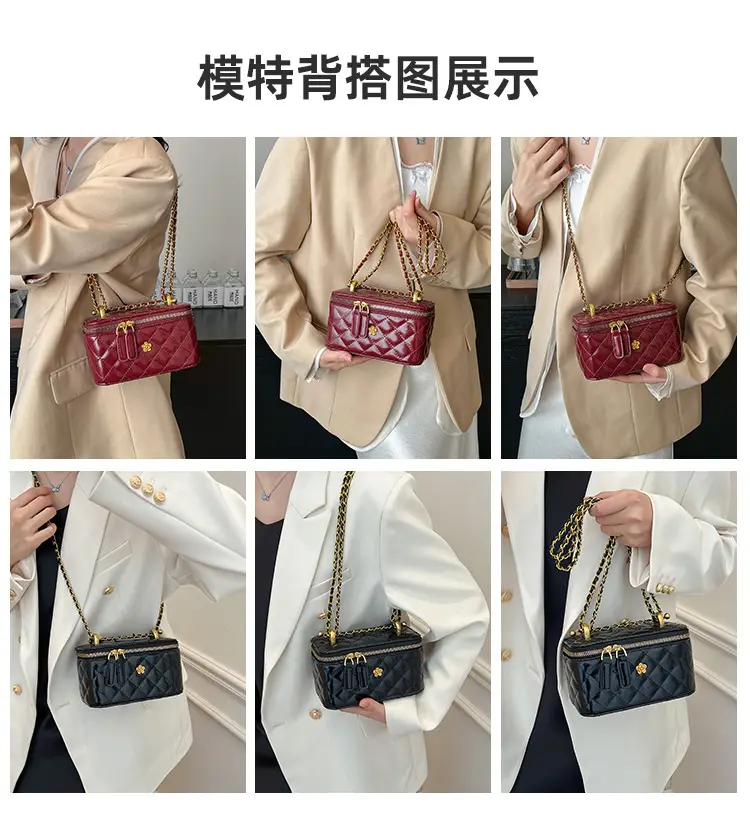 Women's Diamond Chain Shoulder Bag Maroon 2025 — feature 11