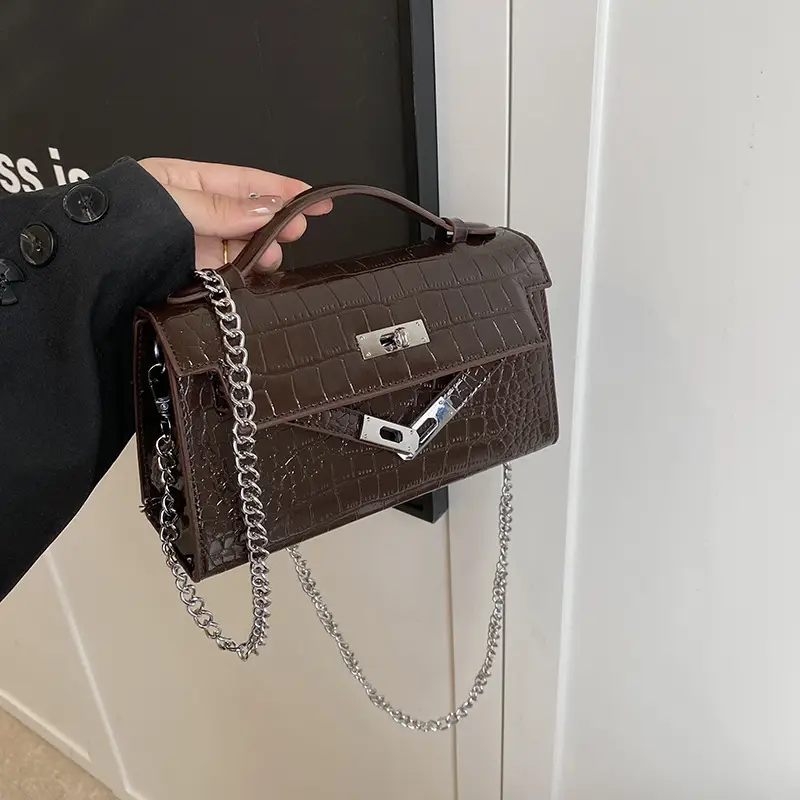 Red Croc Texture Shoulder Bag for Women 2025 - Image 10