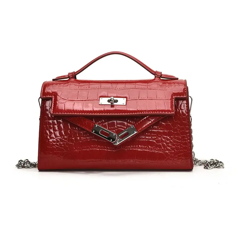 Red Croc Texture Shoulder Bag for Women 2025 - Image 11