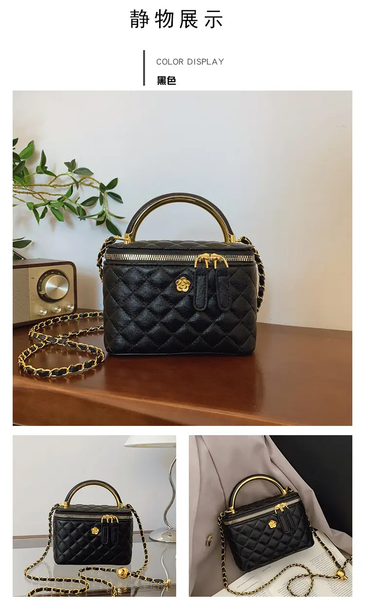 White Rhombic Crossbody Bag with Gold Chain — feature 34