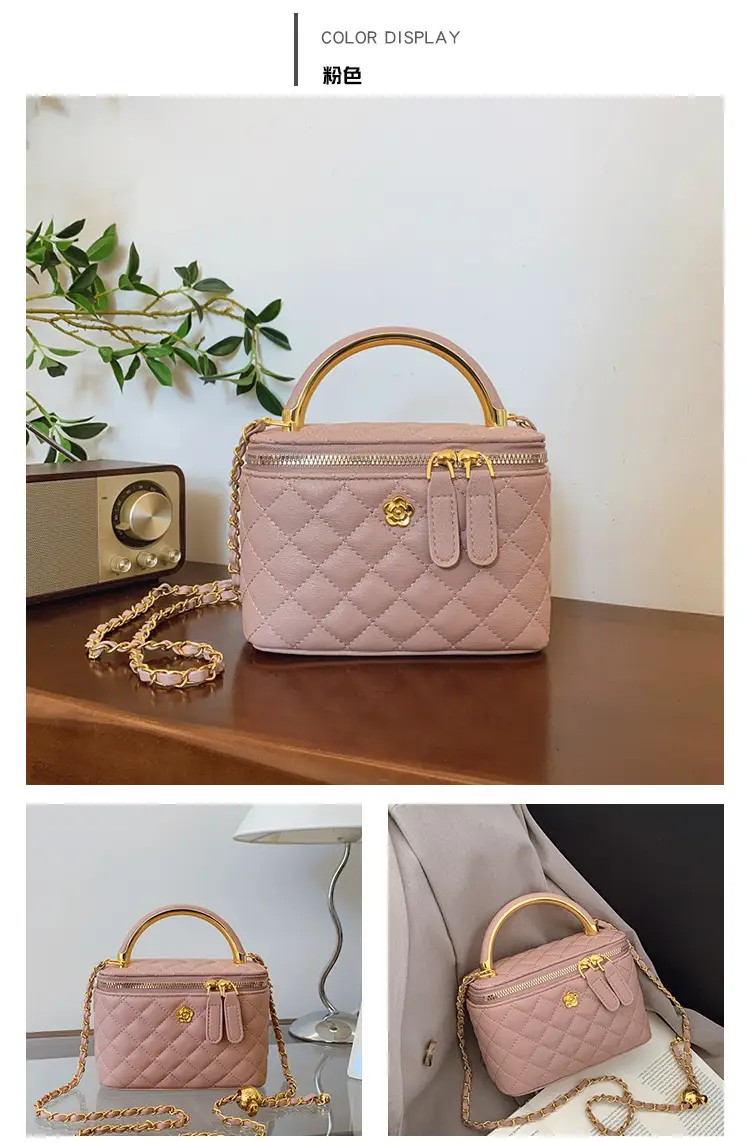 White Rhombic Crossbody Bag with Gold Chain — feature 40