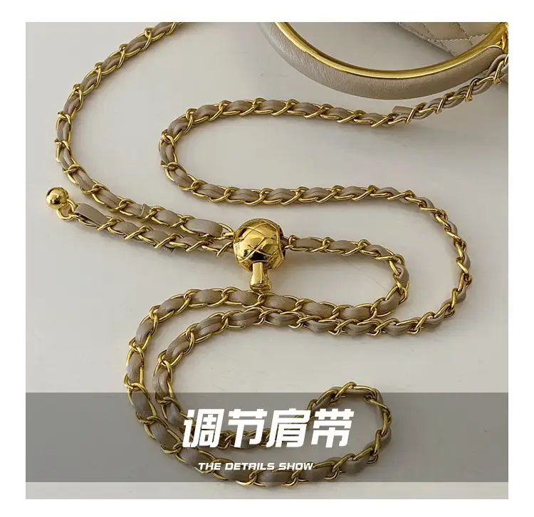 White Rhombic Crossbody Bag with Gold Chain — feature 6