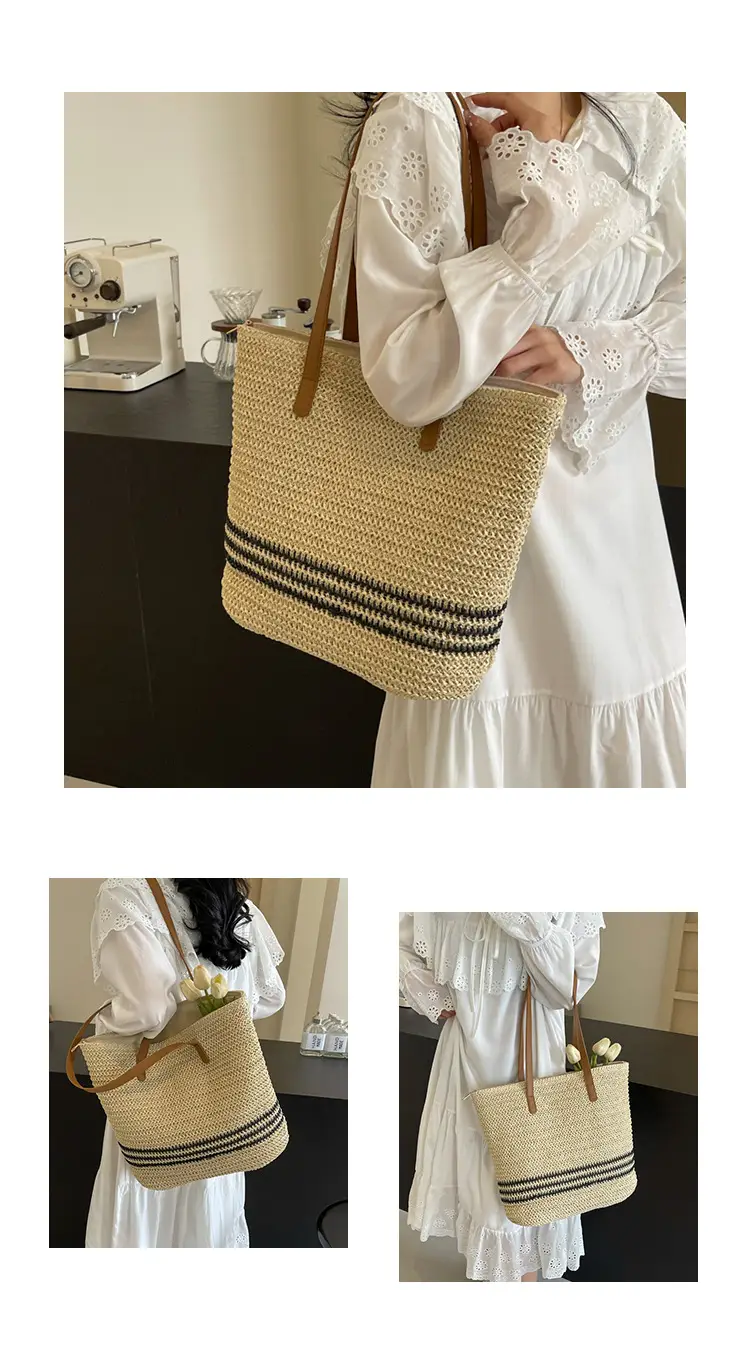 Women Straw Bag Large Capacity Casual Shoulder Bag — feature 9