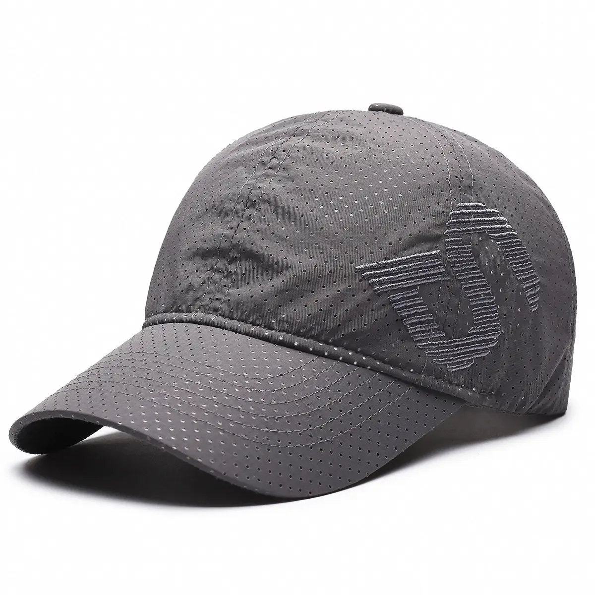 Men's Black Embroidered Perforated Baseball Cap - Image 11