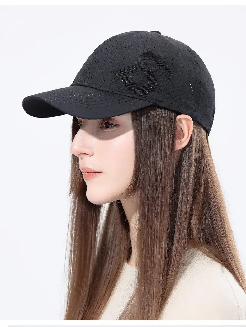 Men's Black Embroidered Perforated Baseball Cap — feature 12