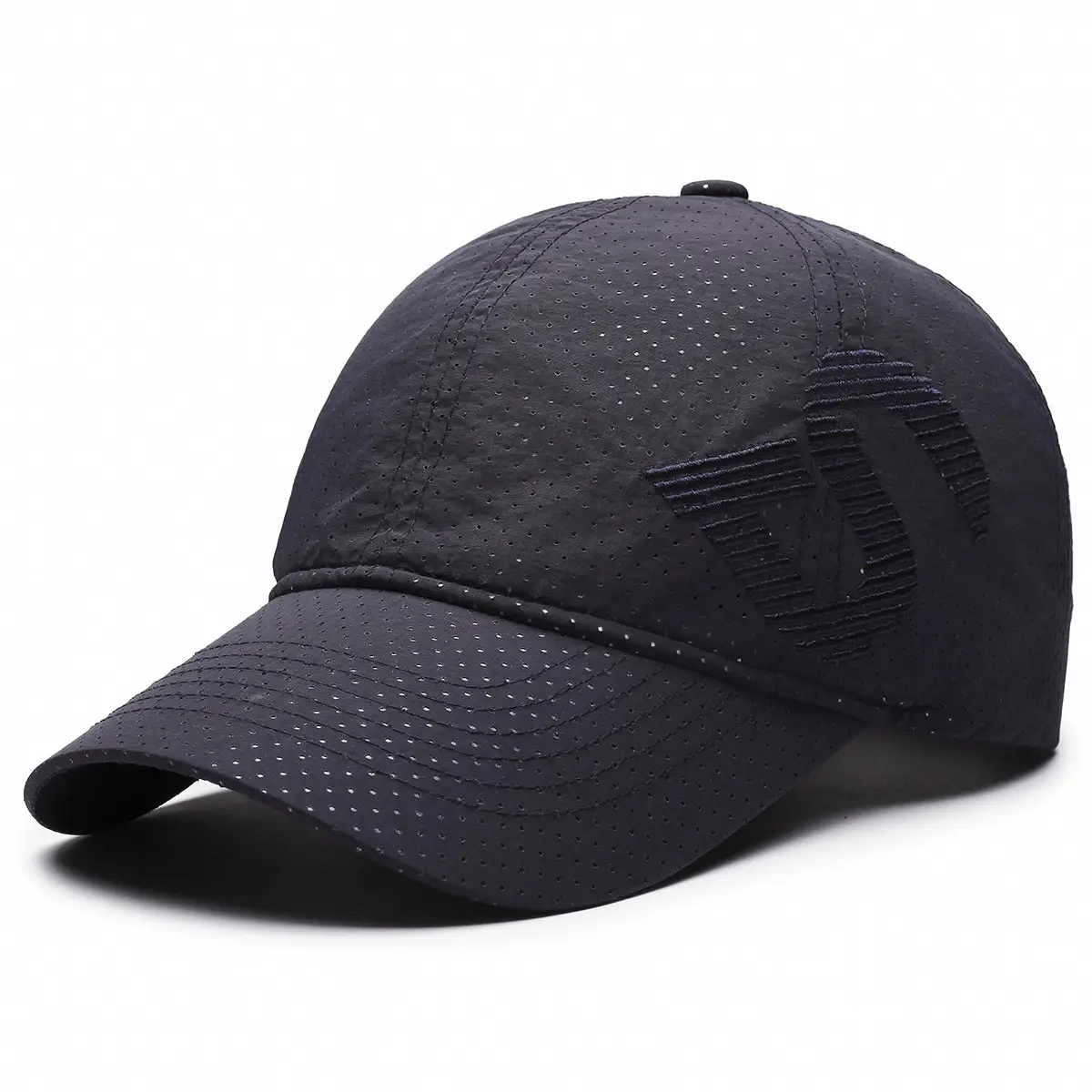 Men's Black Embroidered Perforated Baseball Cap - Image 4