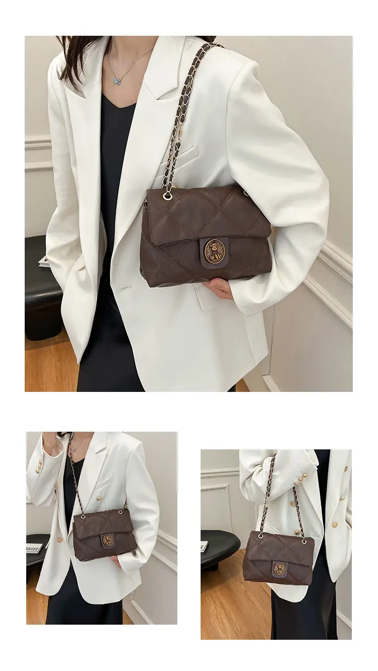Women Rhomboid Chain Crossbody Bag Black 2025 — feature 12