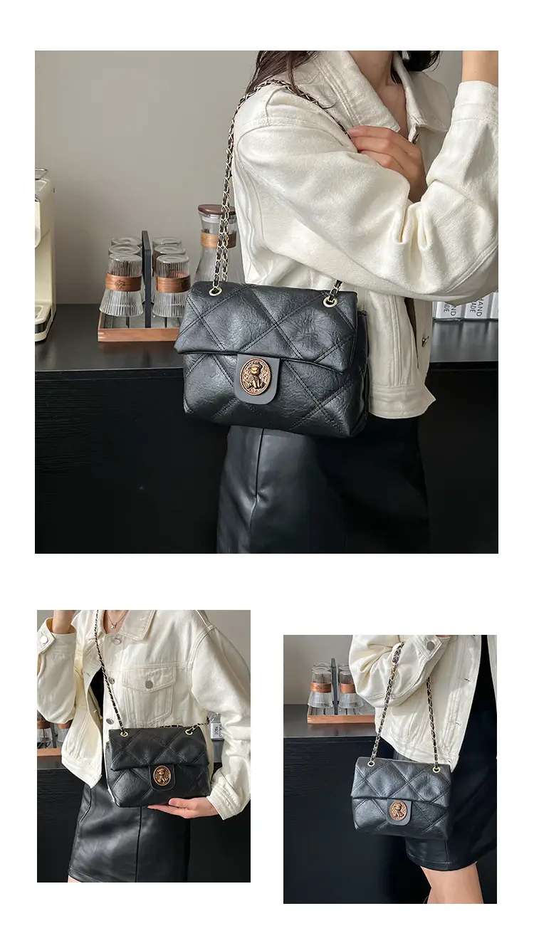 Women Rhomboid Chain Crossbody Bag Black 2025 — feature 13