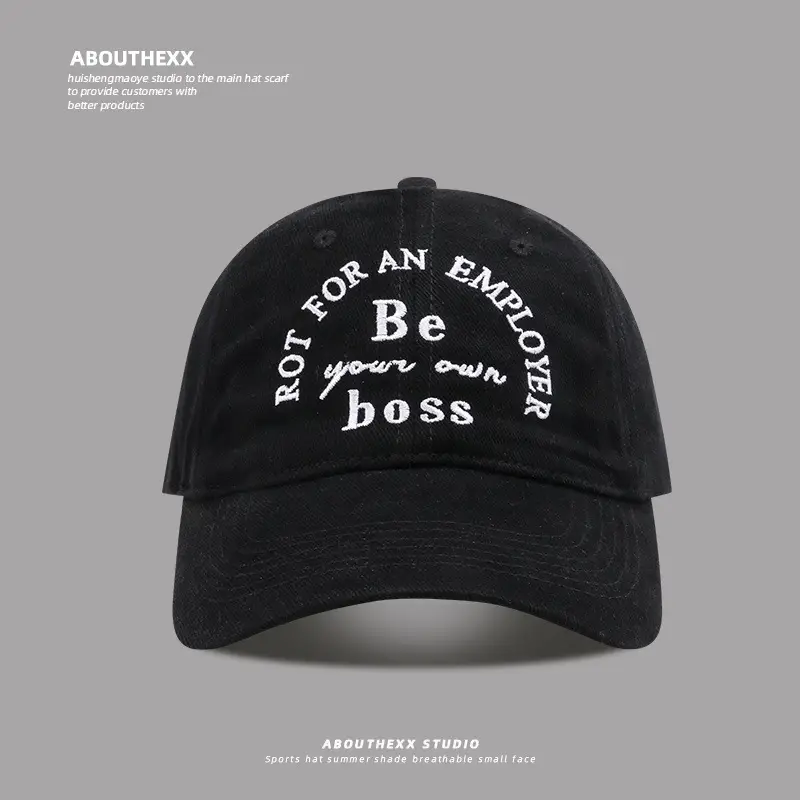 American-style Black Embroidered Cap for Women Men - Image 4