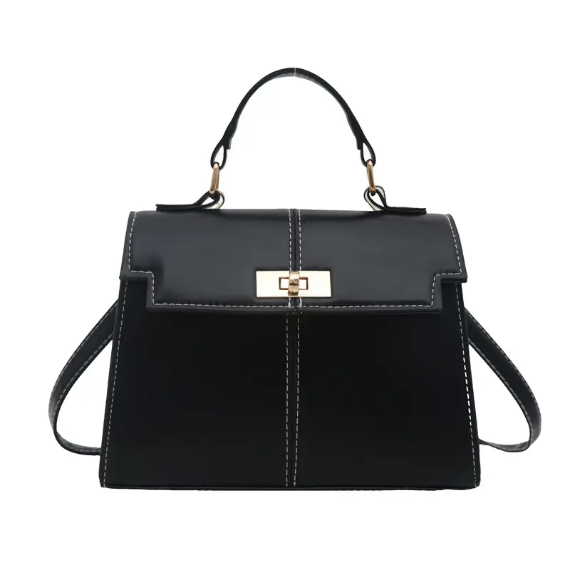 Women's White Brown Crossbody Bag with Gold Lock - Image 10